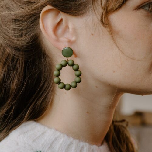 Boucles d'oreilles Suzon - Vert Kaki